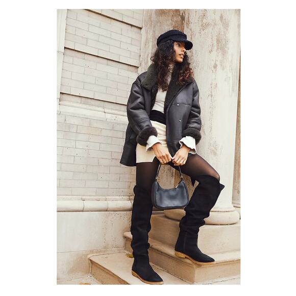 Free People Black Suede Leather Banks Over The Knee Boots Sz.40(US 9.5) NWOB - Picture 1 of 16